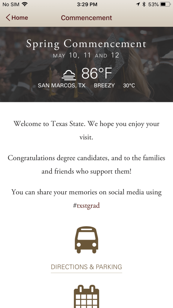 [News] Commencement update for TXST Mobile