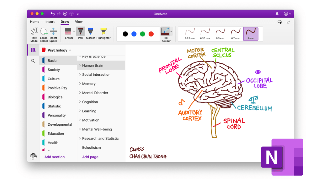 Digital note taking with OneNote