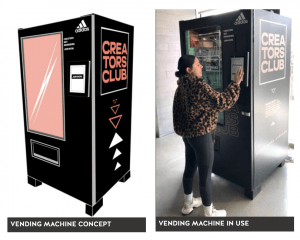 Image of concept vending machine next to the real-life vending machine.