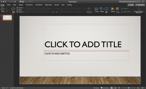 Empty title slide on a PowerPoint template.