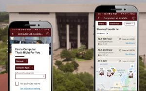 TXST Mobile app library module on mobile phone screen.