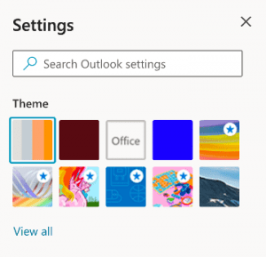 Outlook themes screen