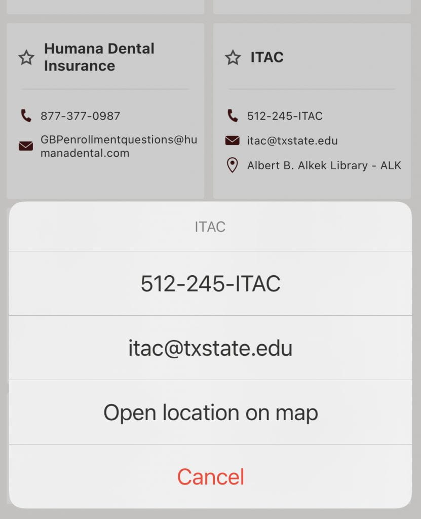 contact popup shows ITAC's information