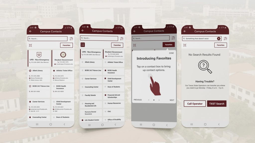 Improved Campus Contacts in TXST Mobile