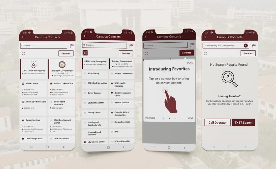 Improved Campus Contacts in TXST Mobile